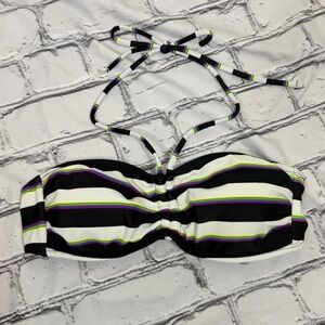 OP Striped Tie Behind Neck Bikini Top